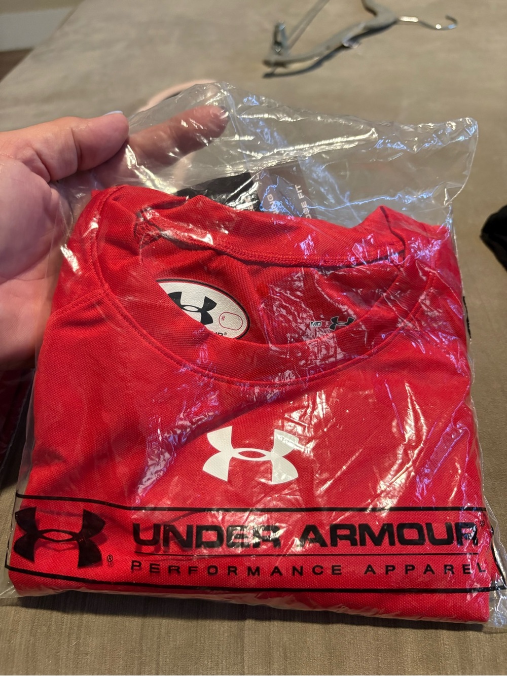 Under Armour Red Short Sleeve Performance Tee with White Logo